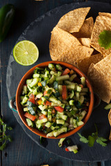 Raw Homemade Cucumber Pico De Gallo Salsa