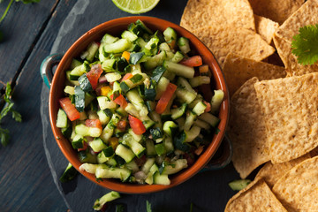 Raw Homemade Cucumber Pico De Gallo Salsa