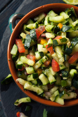 Raw Homemade Cucumber Pico De Gallo Salsa