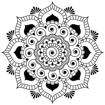 Mehndi henna Indian element flower mandala for tatoo or card.