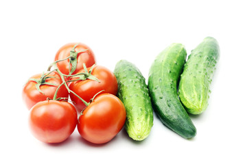 Ripe vegetables isolated on white background