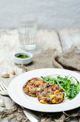 green lentils corn pepper fritters