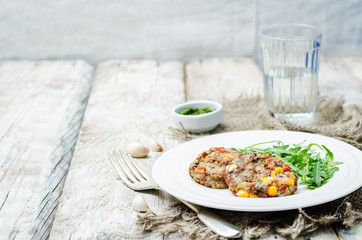 green lentils corn pepper fritters