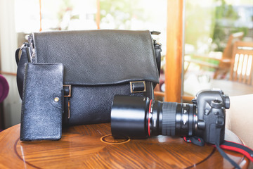 Dslr camera at the table