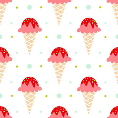 Ice cream seamless pattern with dots