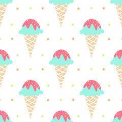 Ice cream seamless pattern with dots