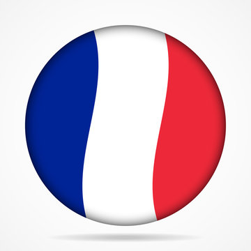 button with waving flag of France