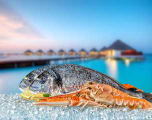 Fresh seafood with tropical resort villas