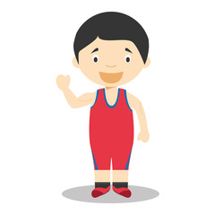 Fototapeta premium Sports cartoon vector illustrations: Free and Greco-Roman Wrestling