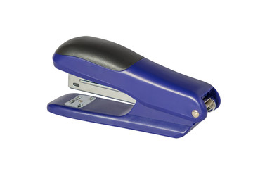 Blue stapler isolated on white background