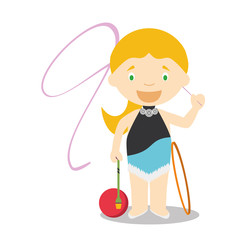 Sports cartoon vector illustrations: Rhythmic Gymnastics