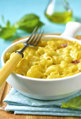Mac and cheese - traditional american casserole with pasta.