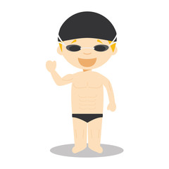 Sports cartoon vector illustrations: Swimming