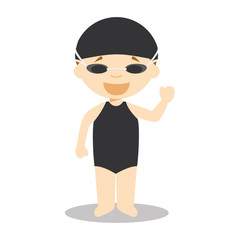 Sports cartoon vector illustrations: Swimming (female)