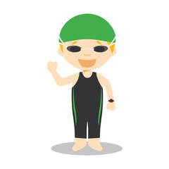 Sports cartoon vector illustrations: Marathon Swimming