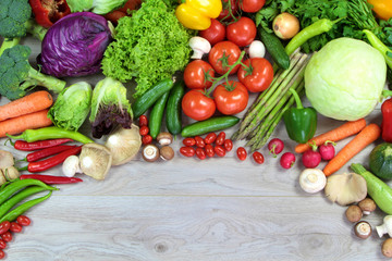 Colorful fresh vegetables with copyspace