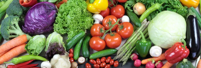 Photo sur Plexiglas Légumes Bannière de légumes frais colorés