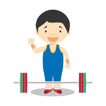 Sports Cartoon Vector Illustrations: Weightlifting