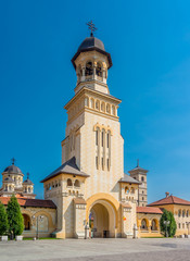 Fototapeta na wymiar Belltower of Archiepiscopal Cathedral, Alba Iulia