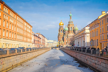 Obraz premium St. Petersburg, Russia - March, 13, 2016: Church of savior on Spilled Blood in St. Petersburg, Russia.