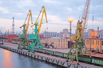 St. Petersburg, Russia - on April 3, 2016: Cargo port in St. Petersburg, Russia