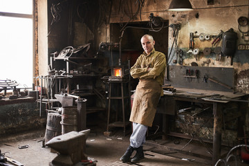 Portrait of a forge in the workshop