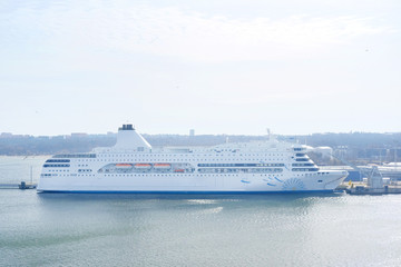 Tallin, Estonia - April, 6, 2016: cruise ship in Tallin harbour, Estonia
