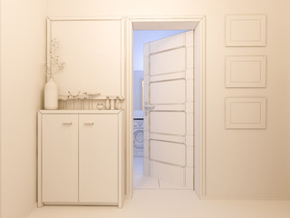 Fototapeta na wymiar 3D visualization of interior design living in a studio apartment