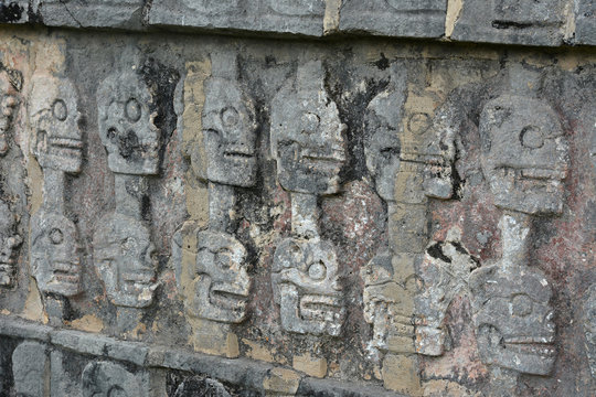 Chichen Itza Tzompantli the Wall of Skulls (Temple of Skulls), M