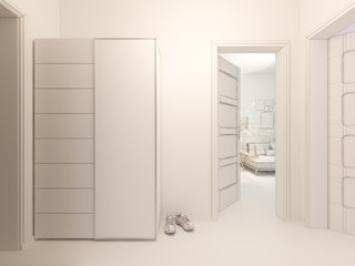 3D visualization of interior design living in a studio apartment