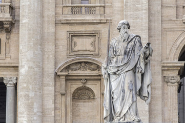 Fototapeta na wymiar Statue of St. Paul in St. Peters Square (Rome, Italy)