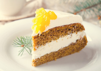 Pumpkin cake with jam, Christmas decoration