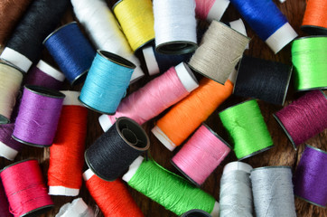 colored spools of threads