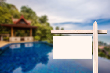 blank sign with exterior house background