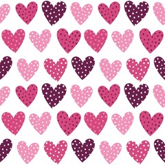 Naklejki  Śliczne różowe serca w kropki wzór