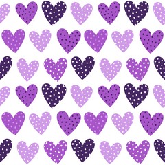 Cute Purple Hearts With Dots Seamless Pattern - 108590761