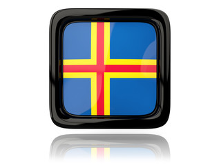 Square icon with flag of aland islands