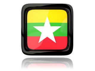 Square icon with flag of myanmar