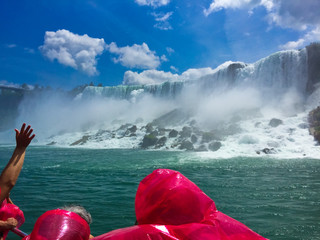 View of Niagara Falls with tourist