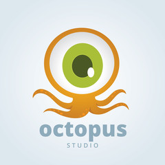 Octopus logo,Kids logo template,cute logo design,Cafe logo.