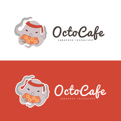 Fototapeta na wymiar Octopus logo,Kids logo template,cute logo design,Cafe logo.