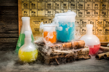 Dynamic chemical reaction during a chemistry lesson