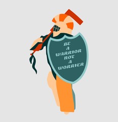 Vector illustration of ice hockey goalie with knight shield