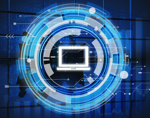 Digital Blue Hud Interface Laptop Concept