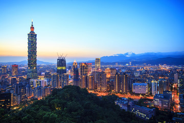 night of Taipei, Taiwan city skyline at twilight