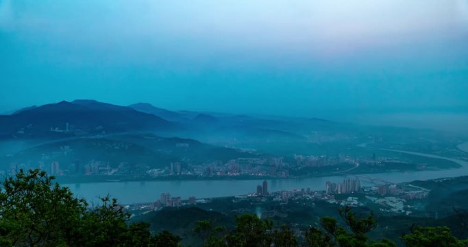 The time lapse night of Taipei, Taiwan city skyline at twilight