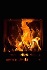 the fire in the stove in motion