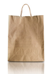 Blank brown paper bag isolated
