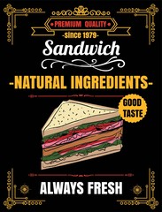 Vintage Poster.sandwich menu. Set on the chalkboard.Design in re - 108597181