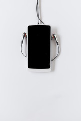 Smartphone on white background, vertical style